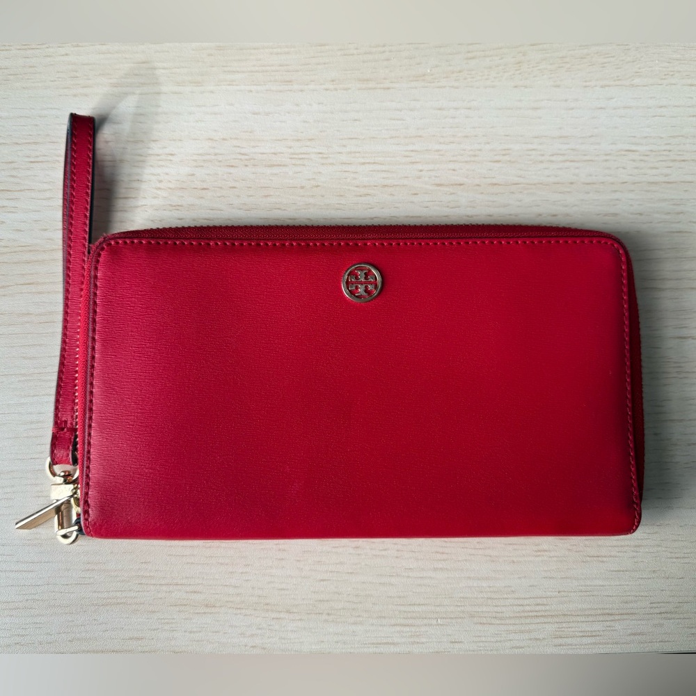 Tory Burch Red Zip Travel Wallet
